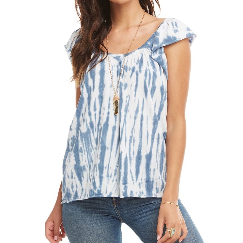 CHASER  COTTON FLUTTER SLEEVE TIED SCOOP BACK